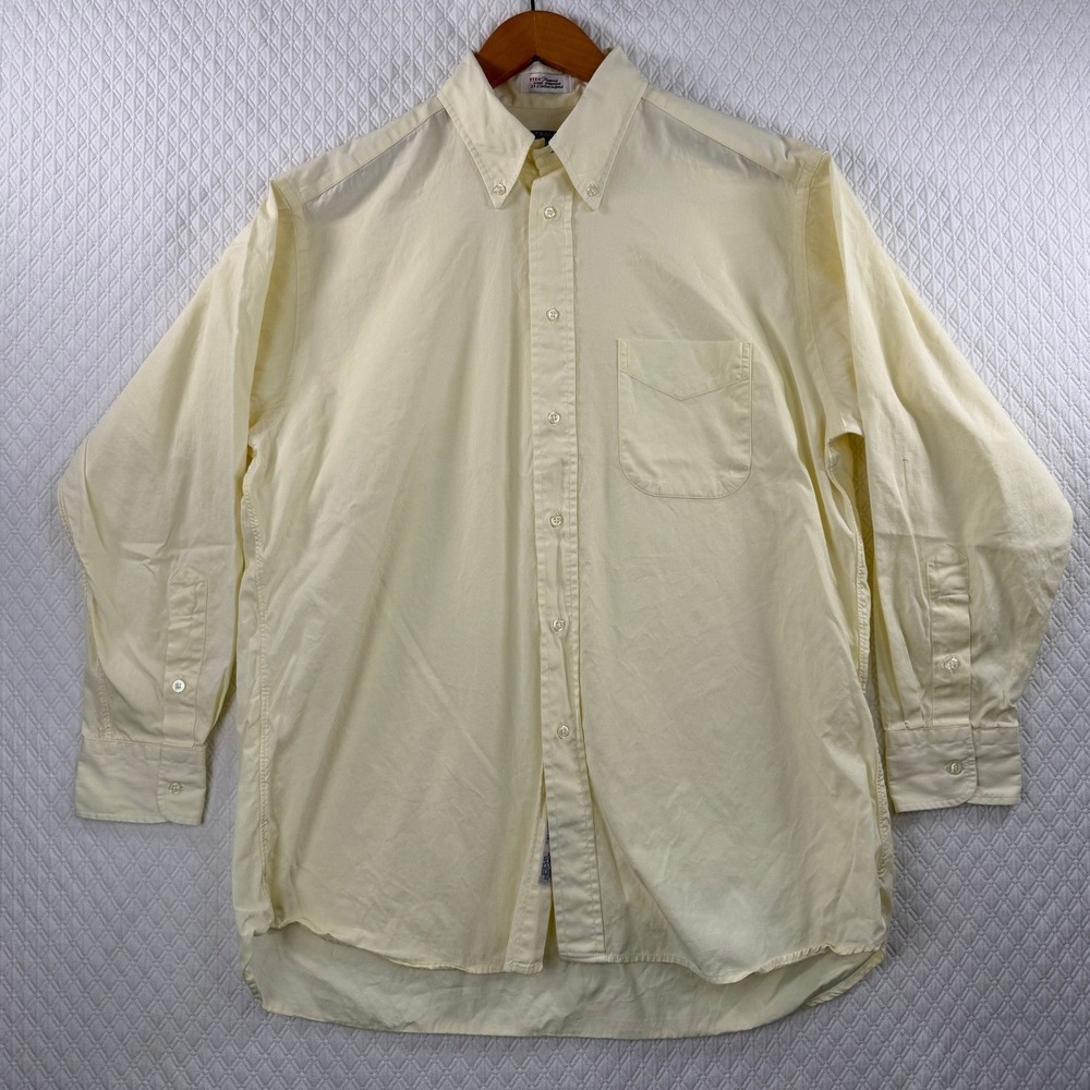VTG Y2K Gitman Bros Mens Pale Yellow Pinpoint Oxford Button Down Shirt 15/32 USA